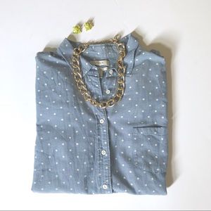 J. Crew Dotted Chambray Button Down